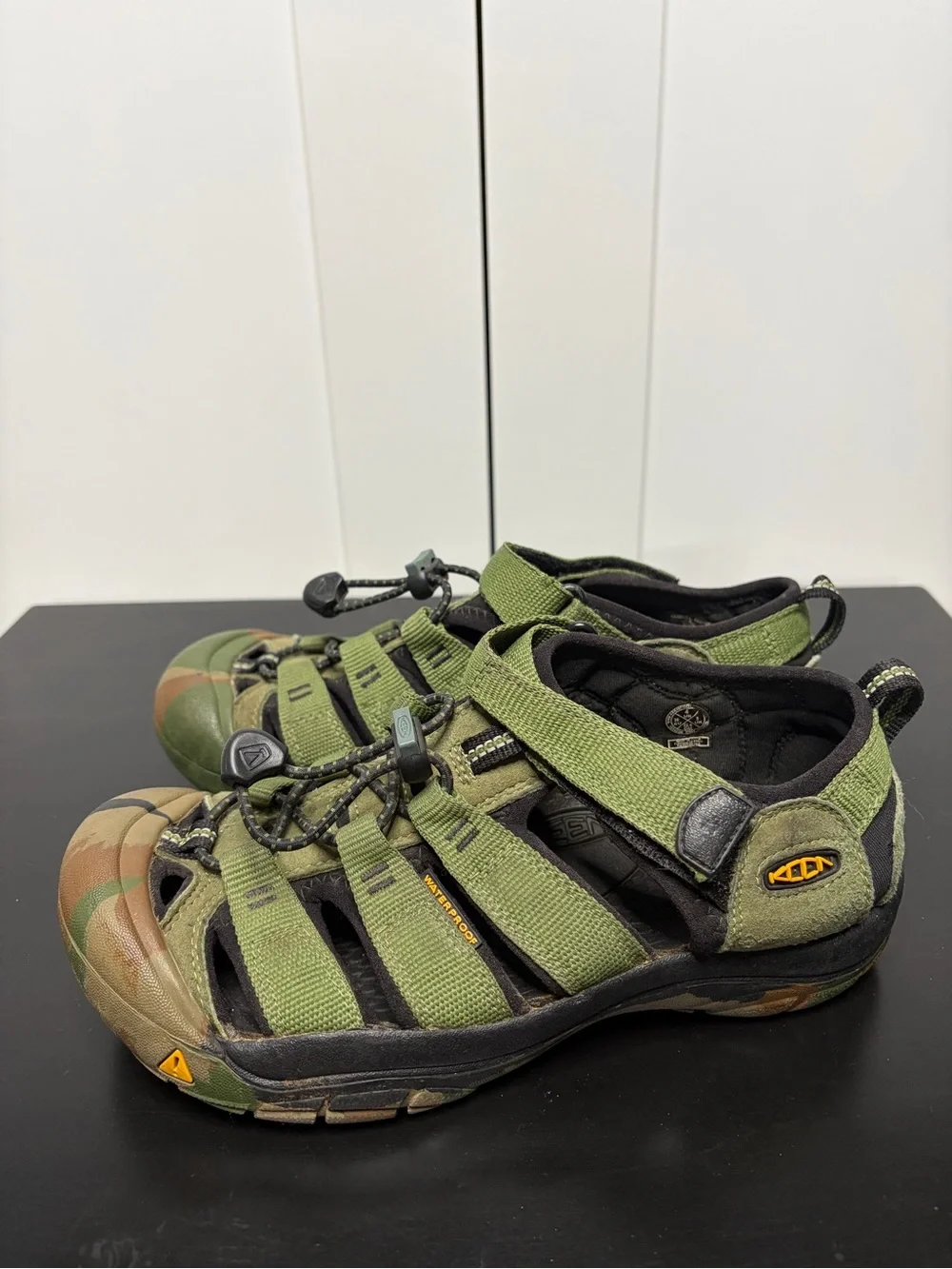 Keen Big Kids' Newport H2 Hiking Sandal in Camouflage & Olive Green - Size 4